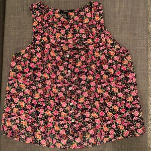 Forever 21 Sheer Button Up Floral Tank